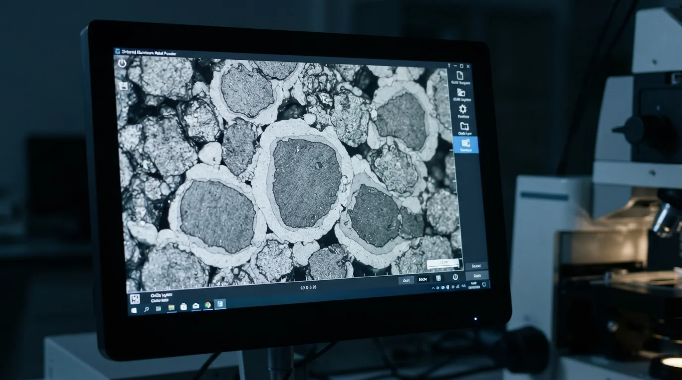 Microscope screen displaying aluminum oxide