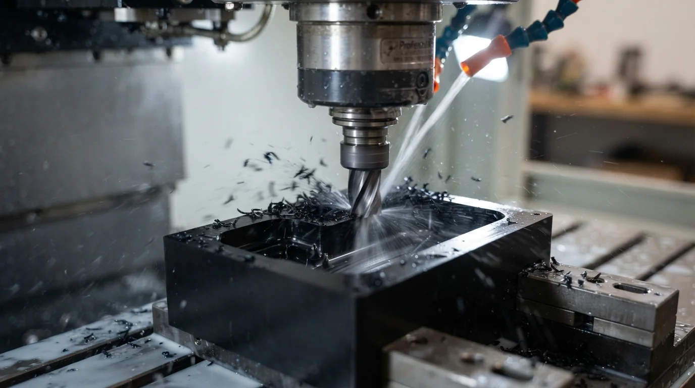 Milling black plastic block