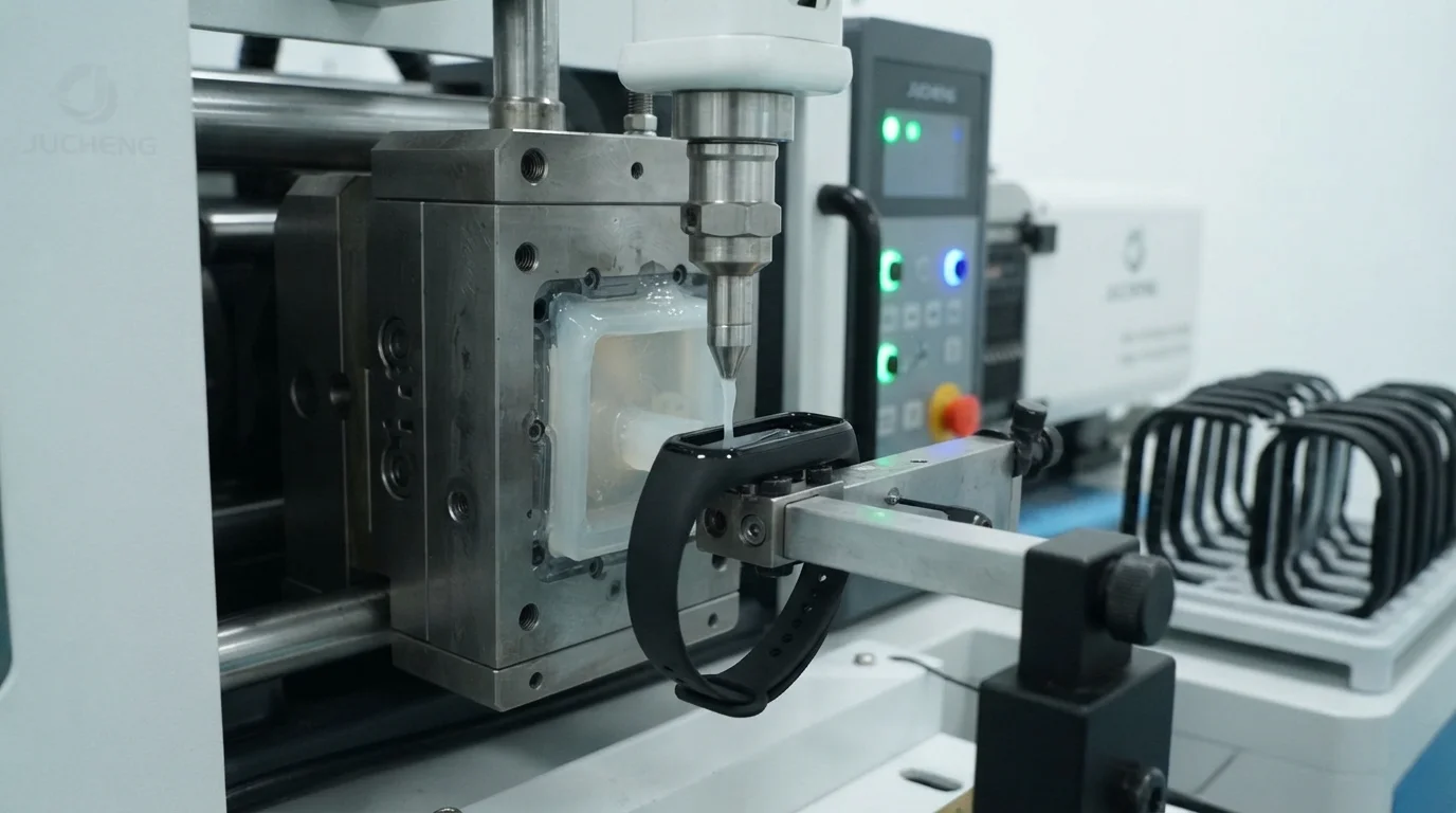 Overmolding silicone smart band