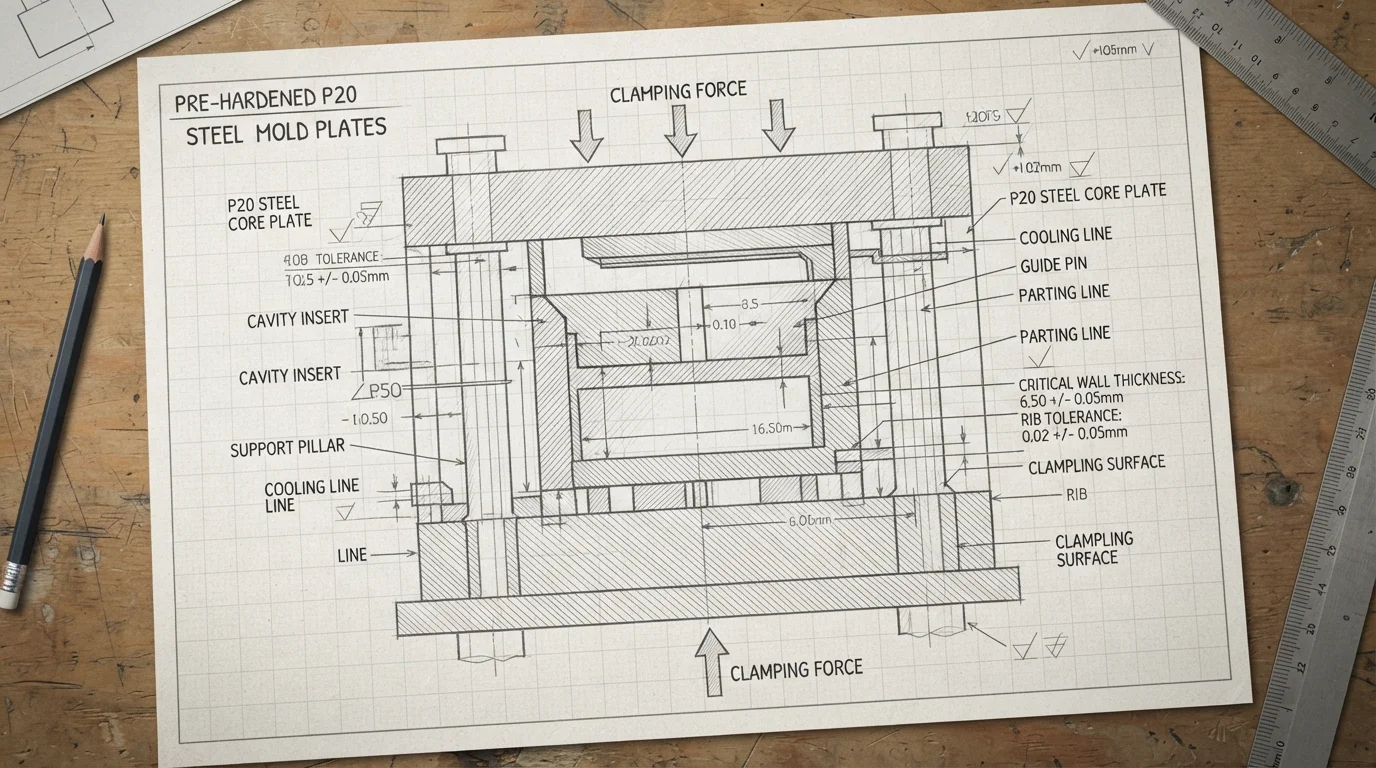 Prehardened steel mold drawing