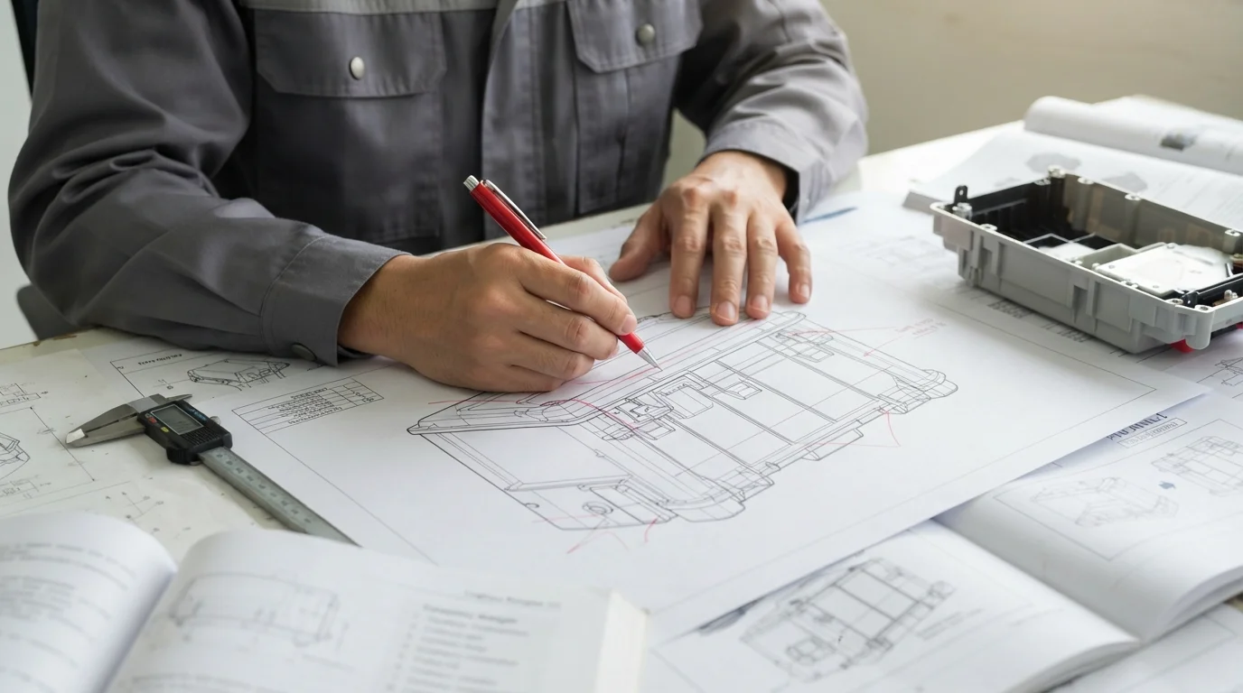 Red marked CAD drawing