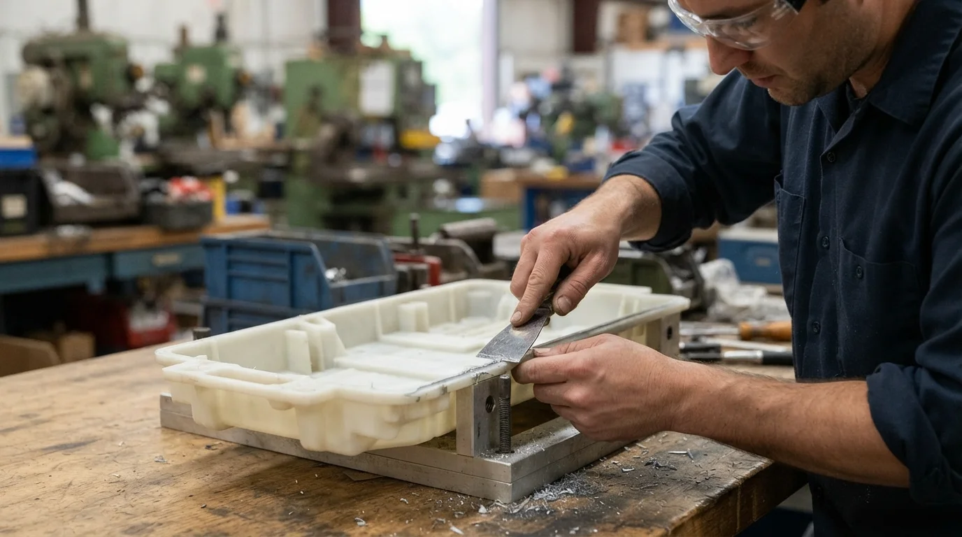 Scraping molded nylon tray