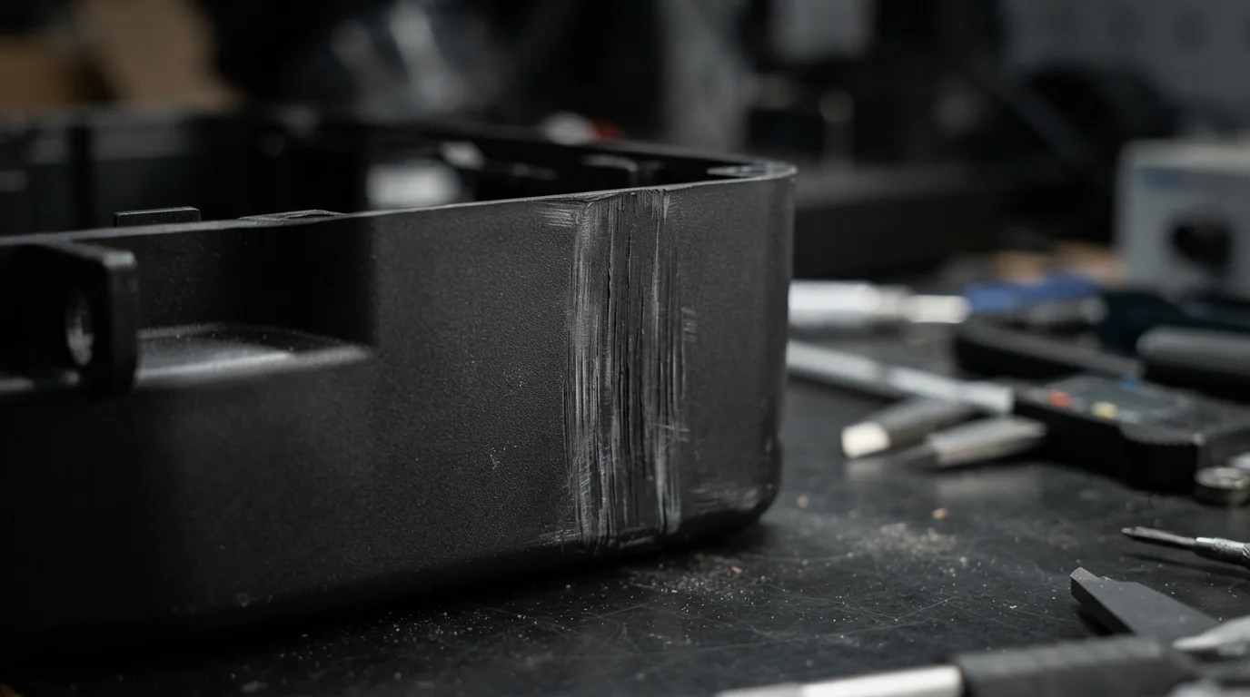 Scuffed plastic part side wall