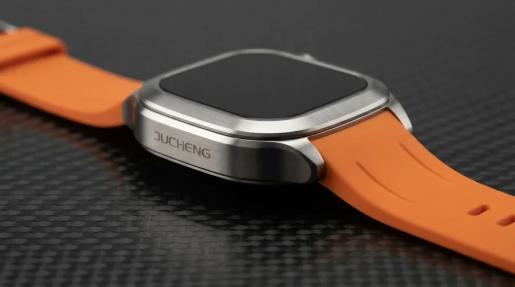 Smartwatch mockup metal elastomer strap