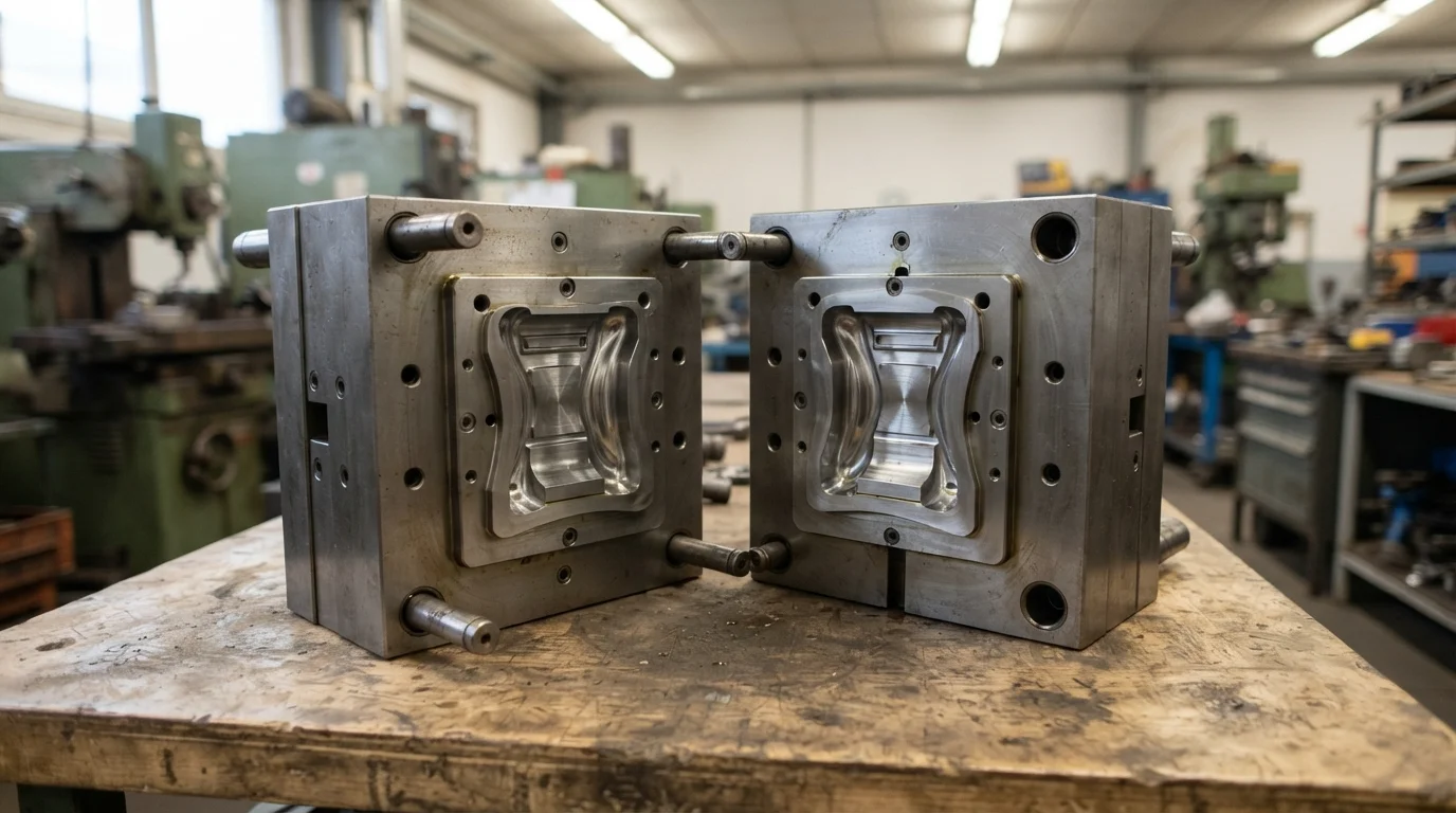 Soft steel mold split halves