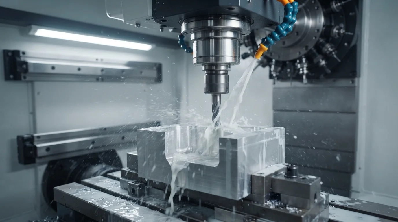 Spindle cutting aluminum block