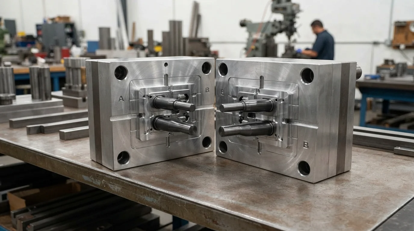 Split aluminum mold core pins