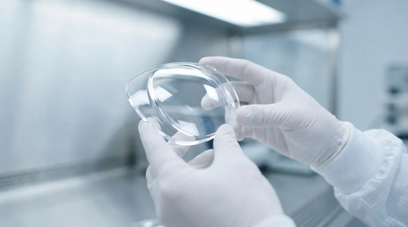 echnician holding polished lens