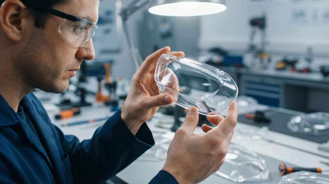 inspecting clear acrylic lens prototype