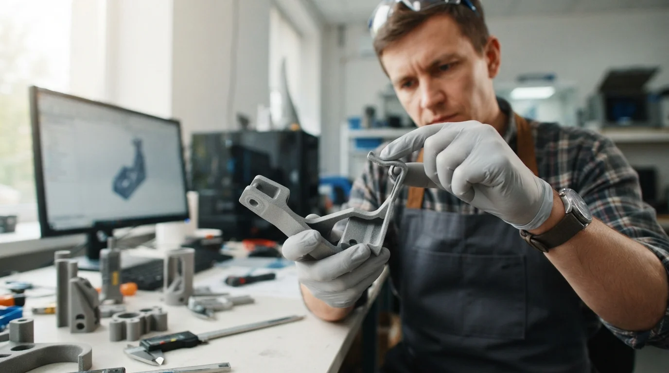 inspecting custom sintered nylon bracket