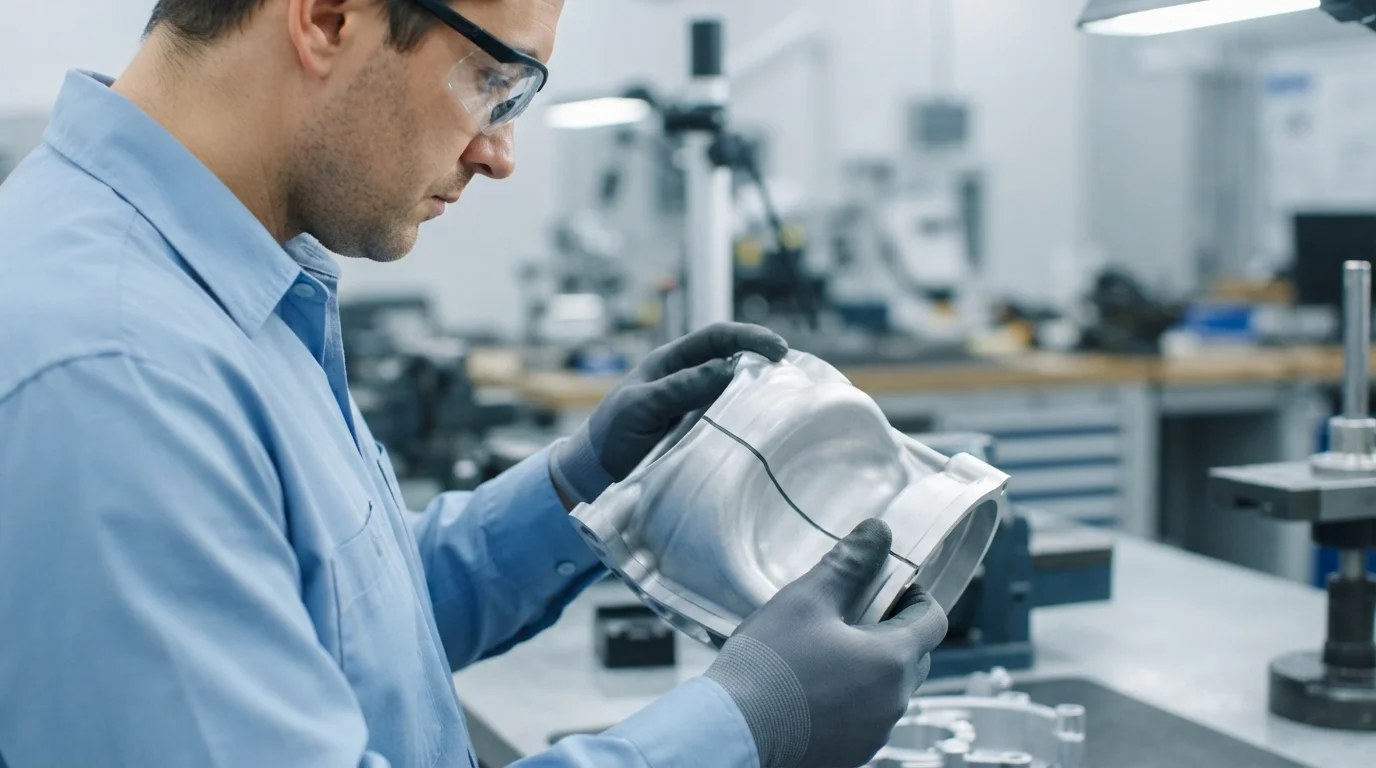 inspecting finished metal alloy casting