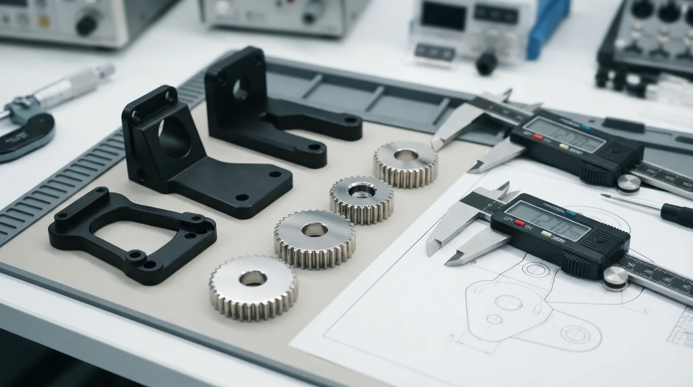Anodized brackets and plated gears