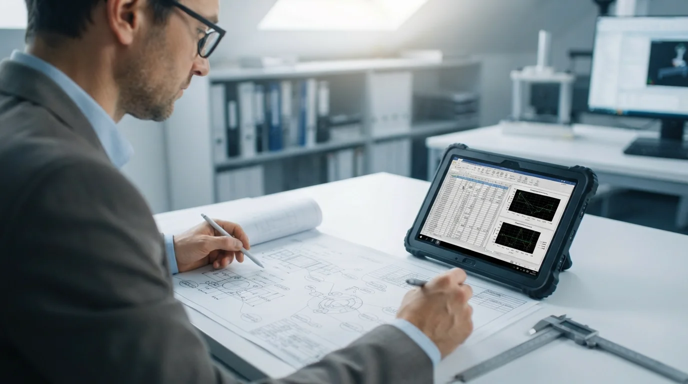 Auditor reviewing ballooned CAD drawings