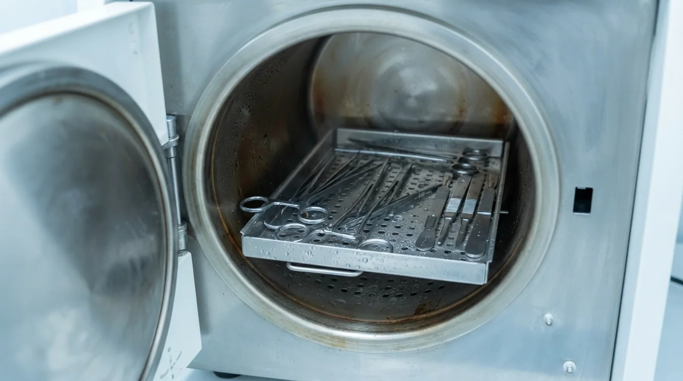 Autoclave steam chamber holding instruments