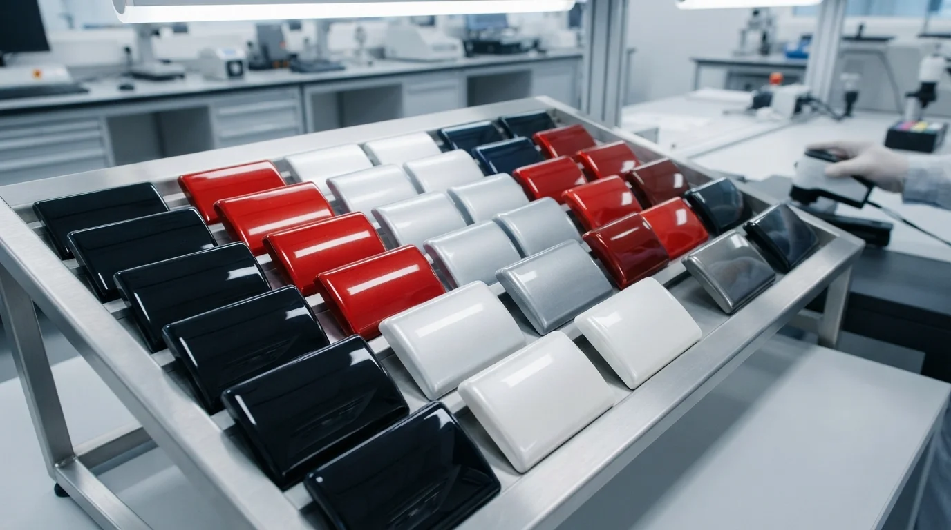 Automotive finish sample plaques rack