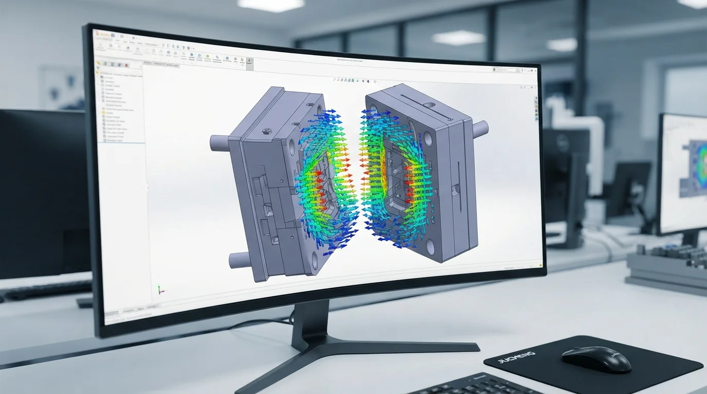 CAD screen showing mold split