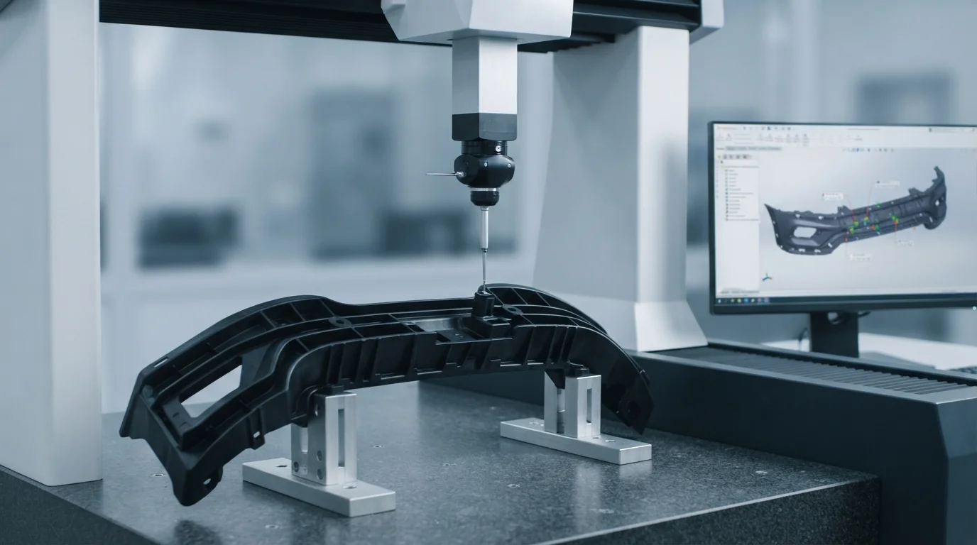 CMM inspecting molded bumper bracket