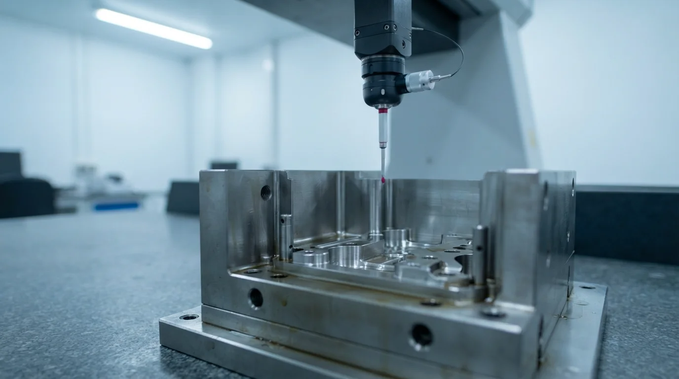 CMM probe inspecting steel core