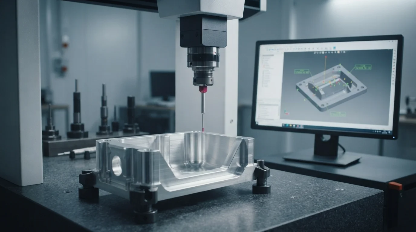 CMM probe inspecting wall uniformity
