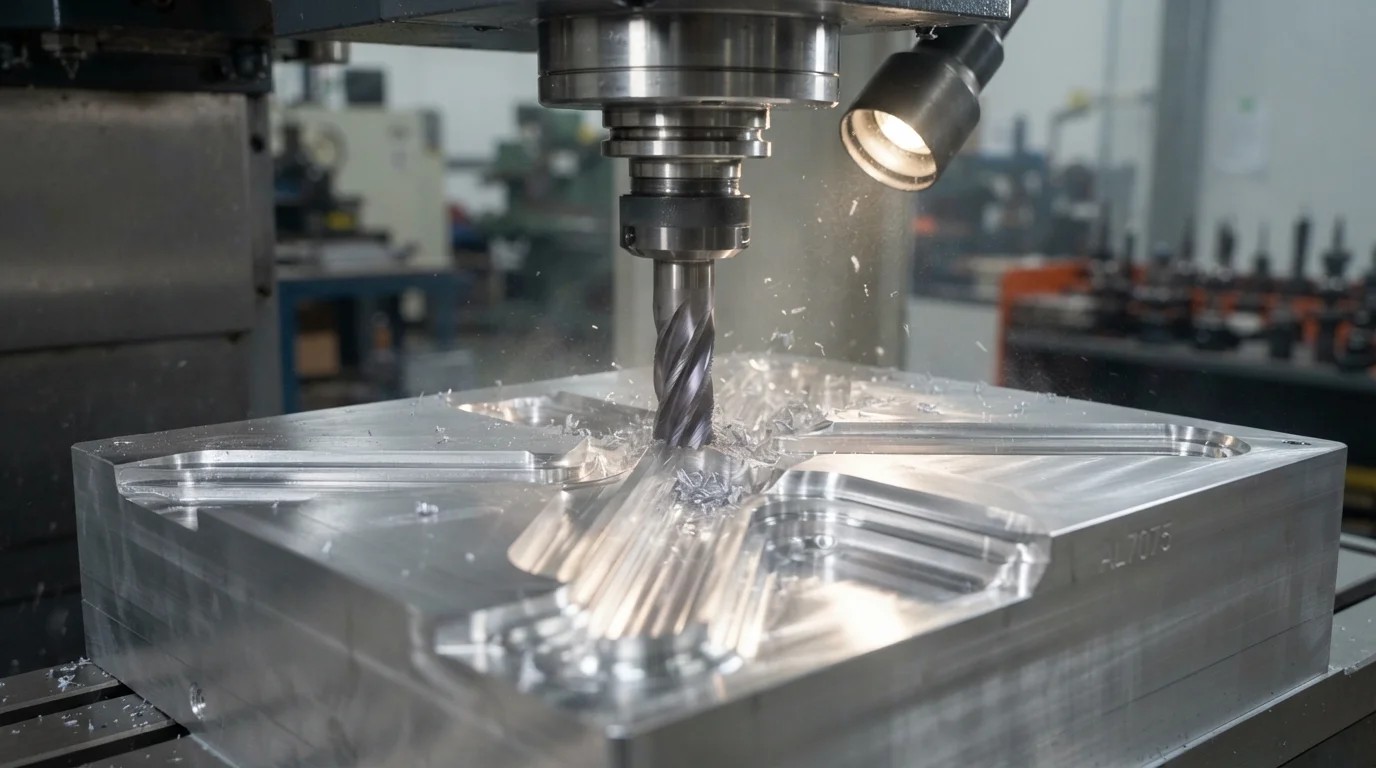 CNC milling parting line on aluminum mold plate