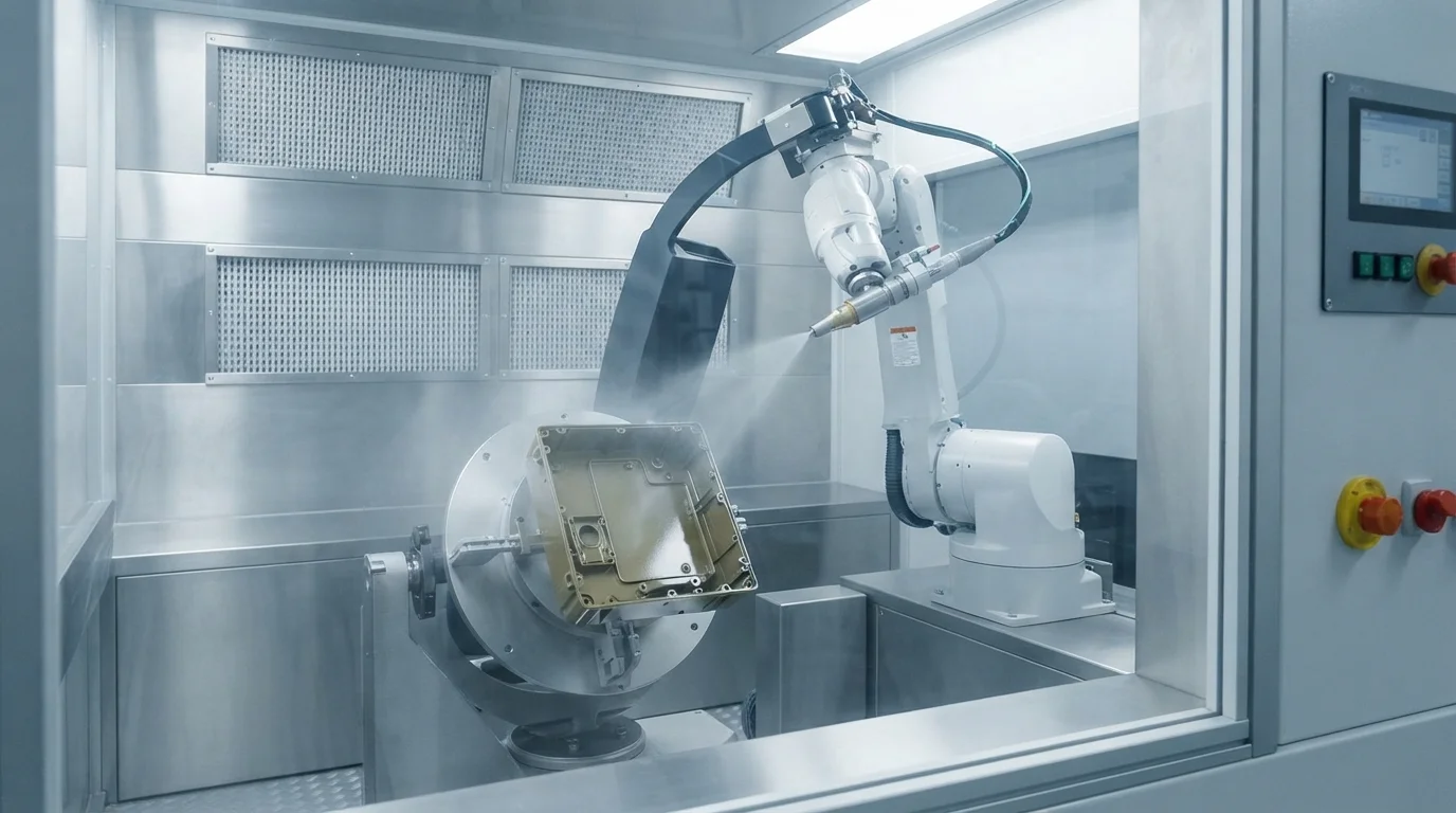 Cleanroom spray-painting booth operating