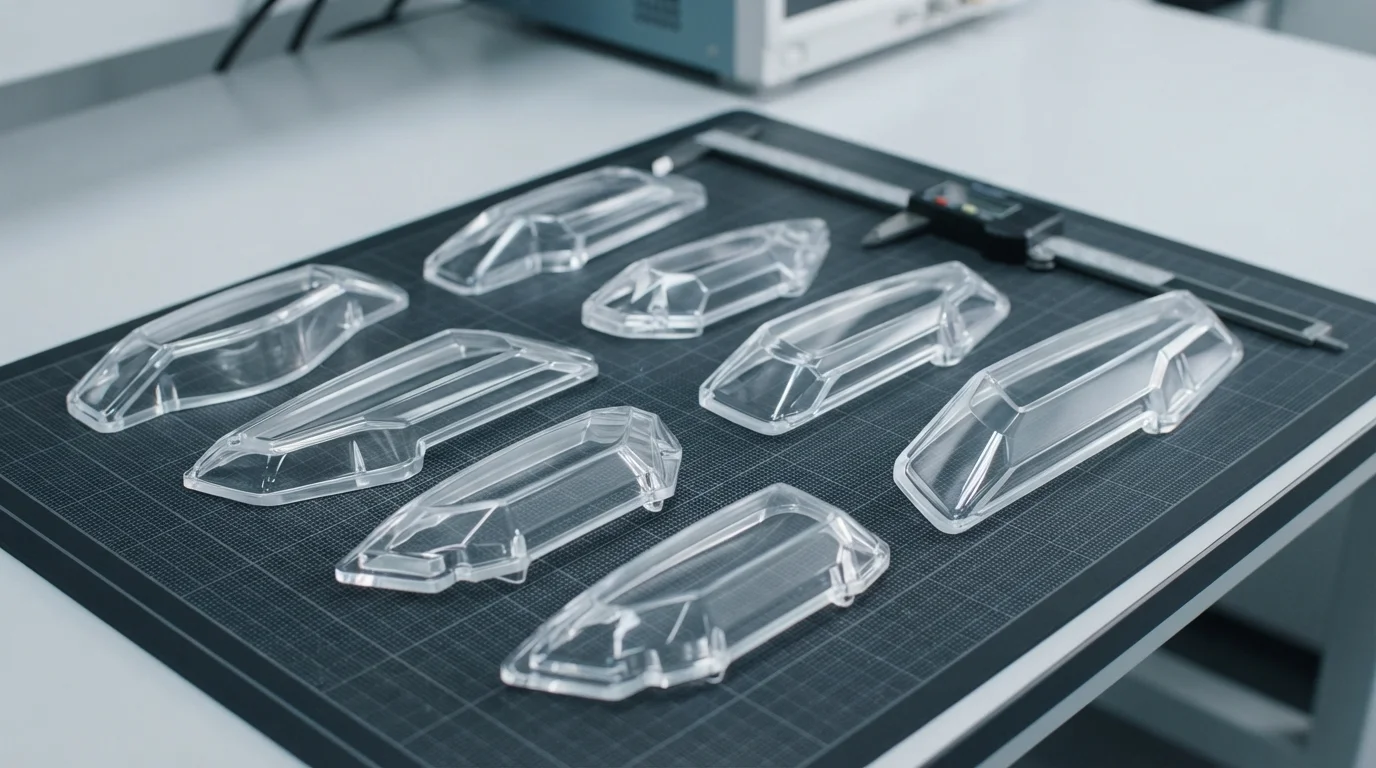Clear PMMA and polycarbonate light guides