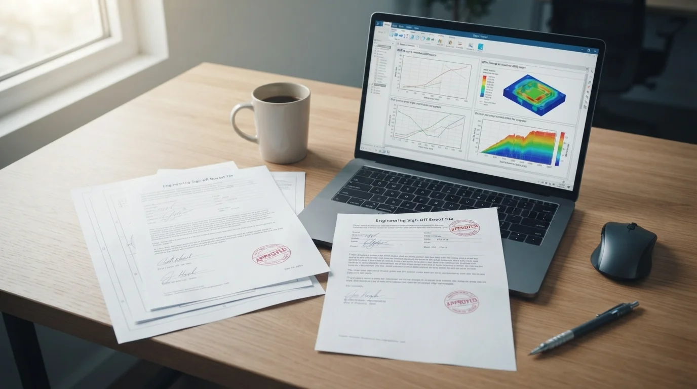 DFM report files and sign-off sheets