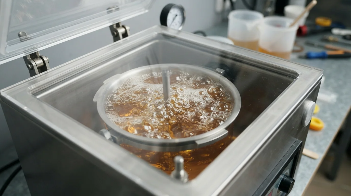 Degassing machine removing resin bubbles