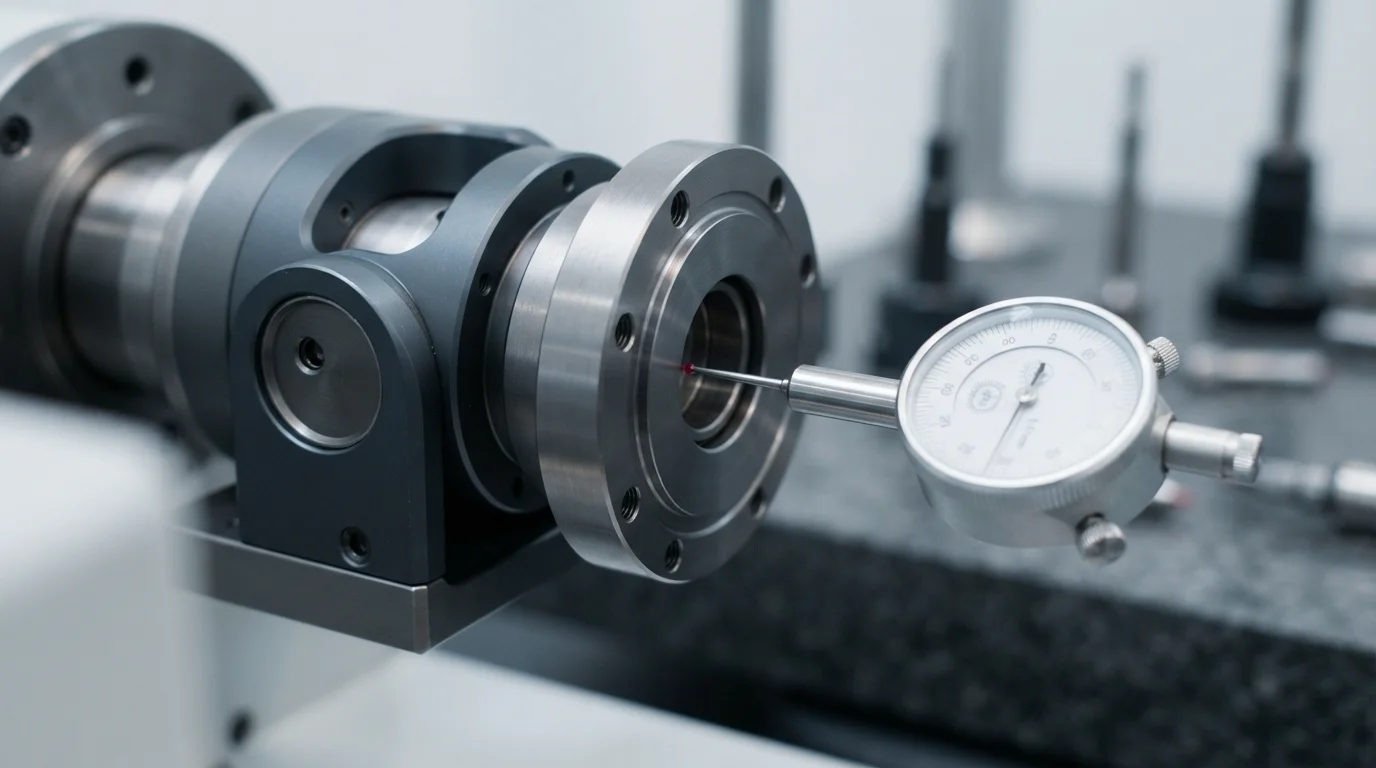 Dial indicator measuring radial runout