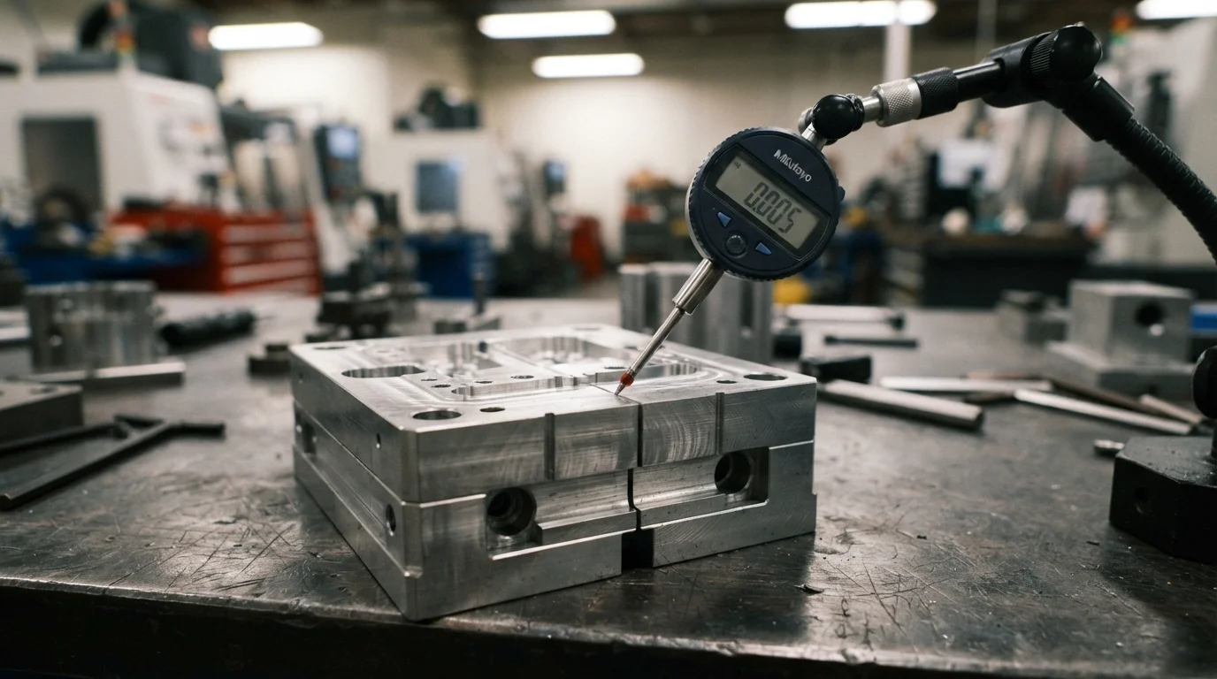 Dial indicator probing mold core