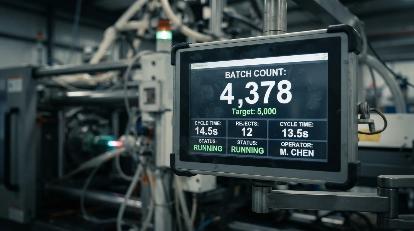 Digital production batch counter dashboard