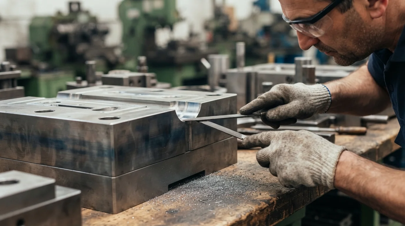 Dressing steel mold parting line