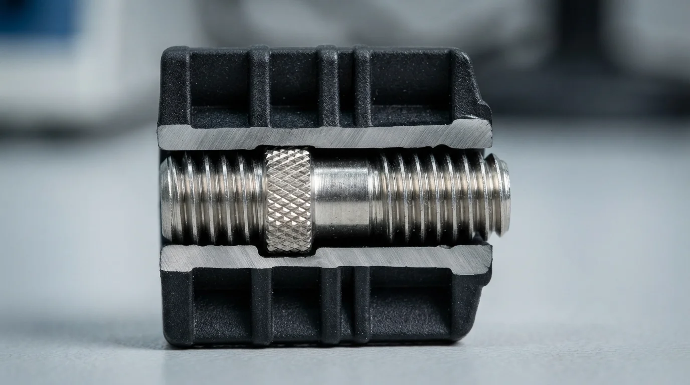 Embedded stainless steel stud cross-section