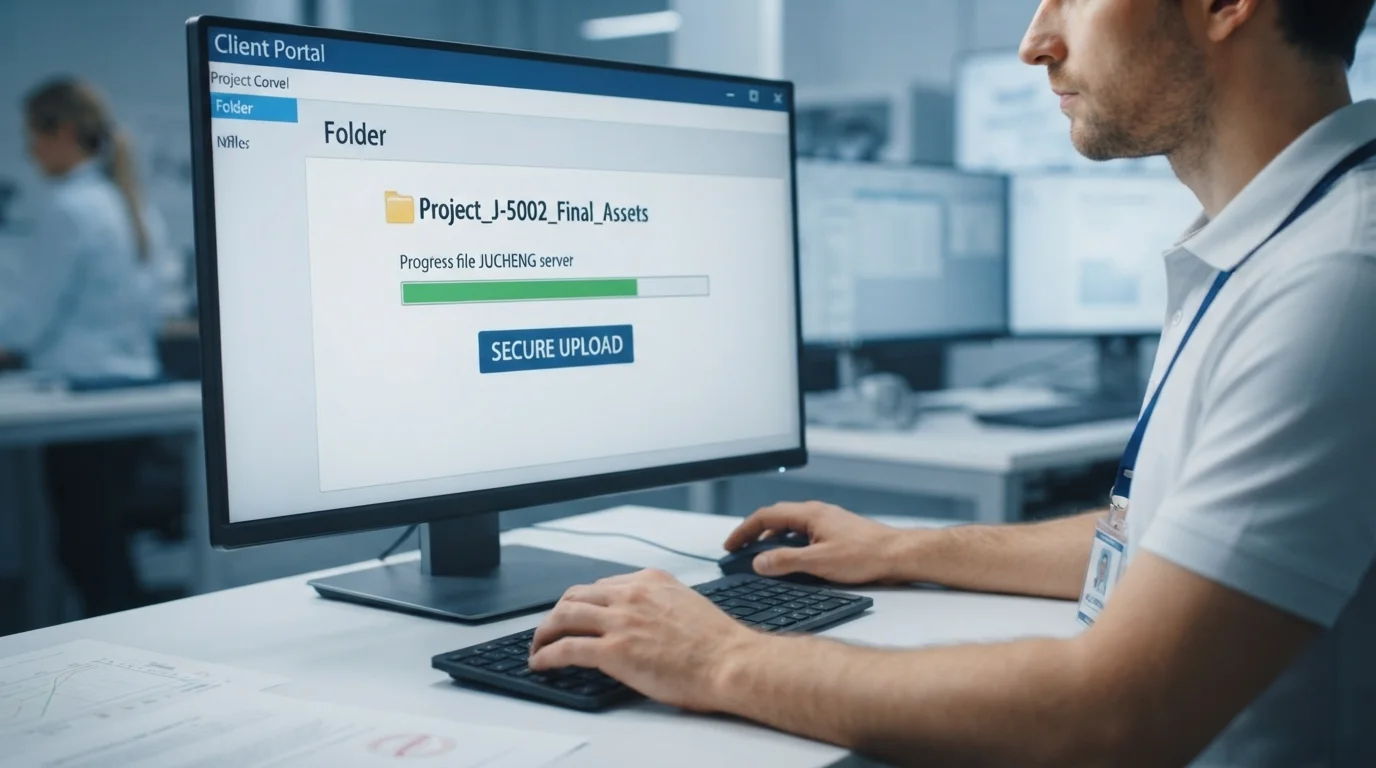 Engineer uploading files on portal
