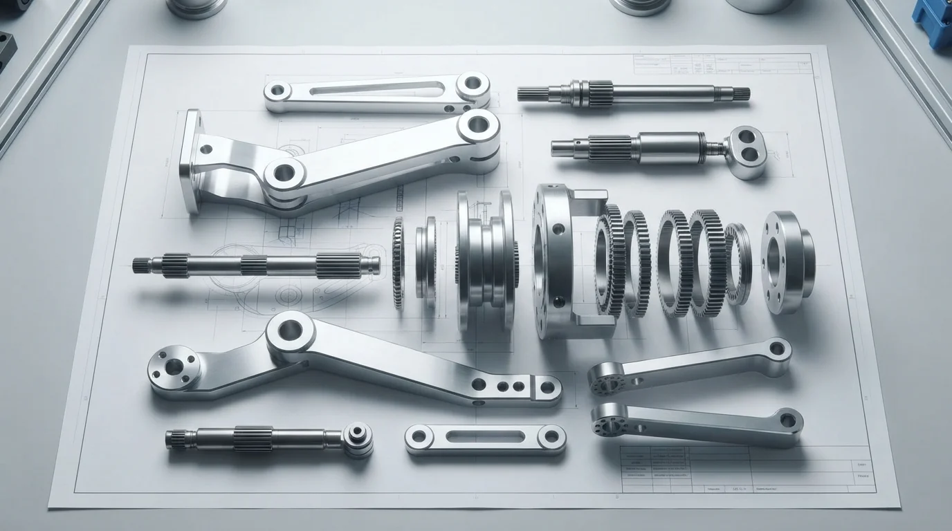 Exploded robotic arm assembly layout