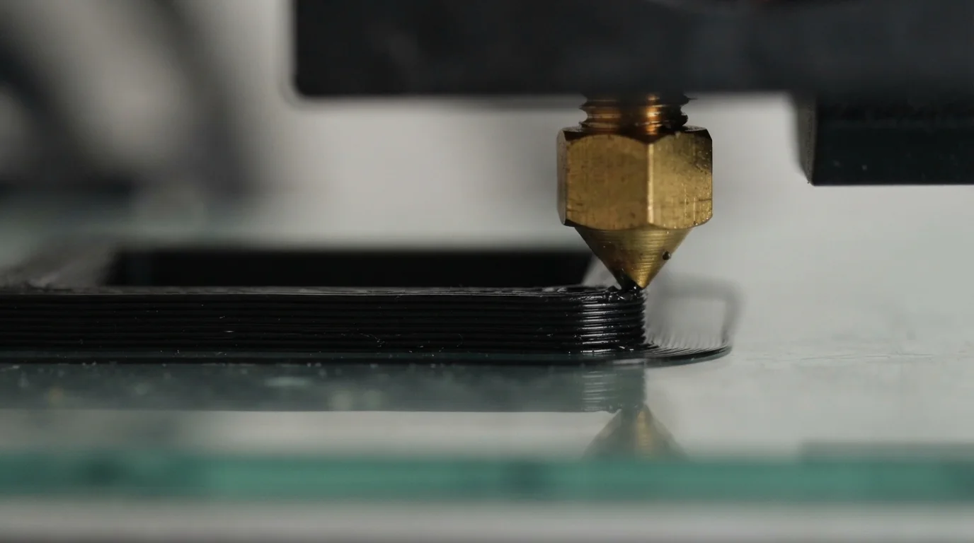 FDM nozzle depositing ABS layers