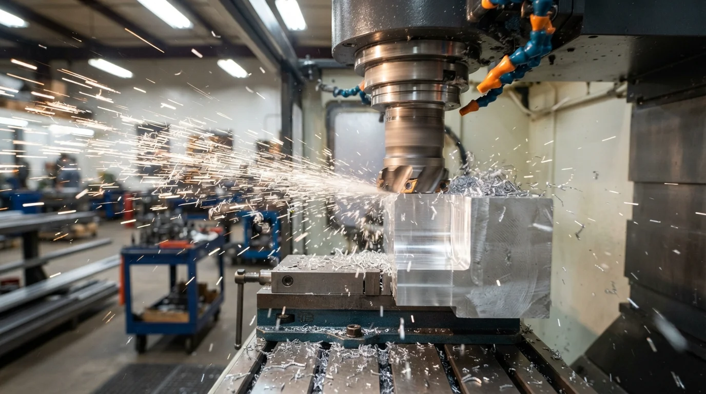 Face milling aluminum block