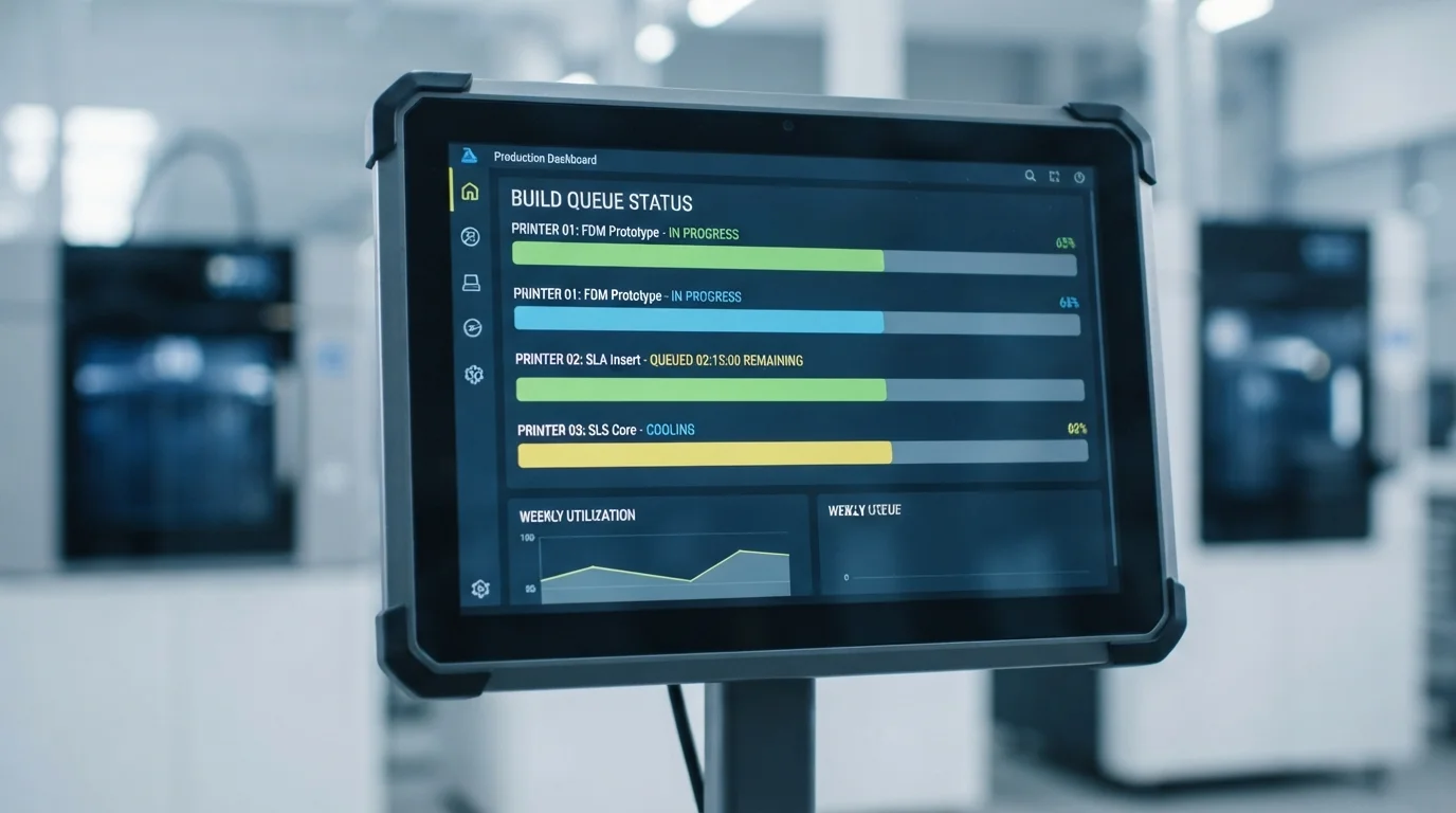 Factory screen showing printer queues