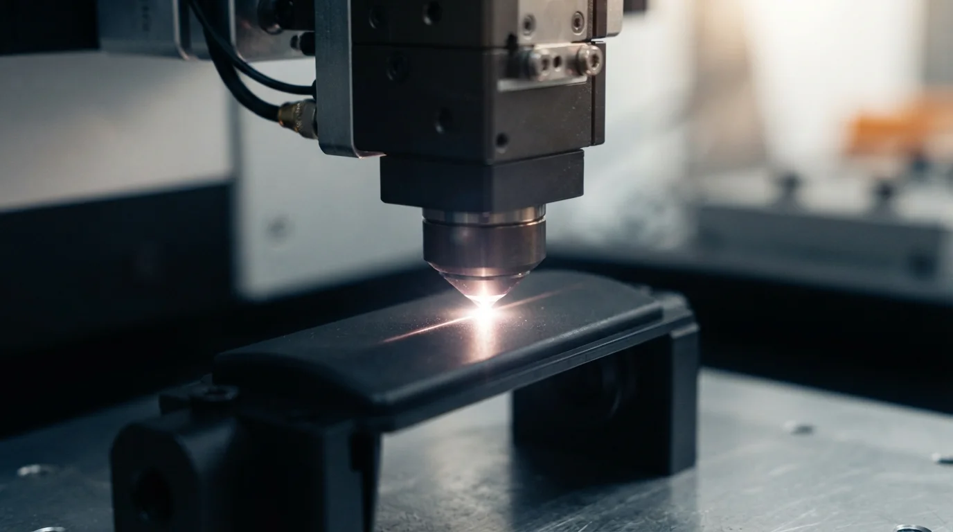 Fiber laser focusing on polymer