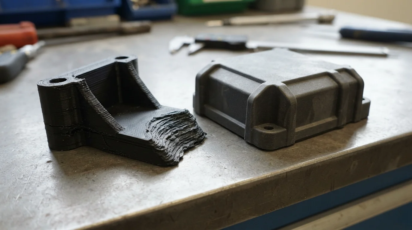 Fractured printed versus molded bracket