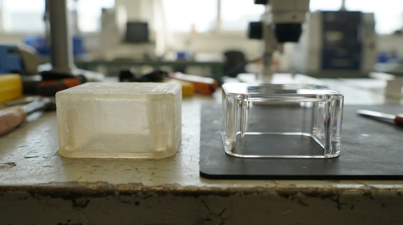 Hazy print and clear molded component