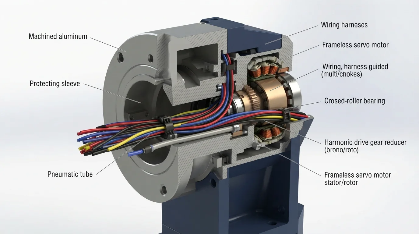 Hollow-bore joint wiring cross-section