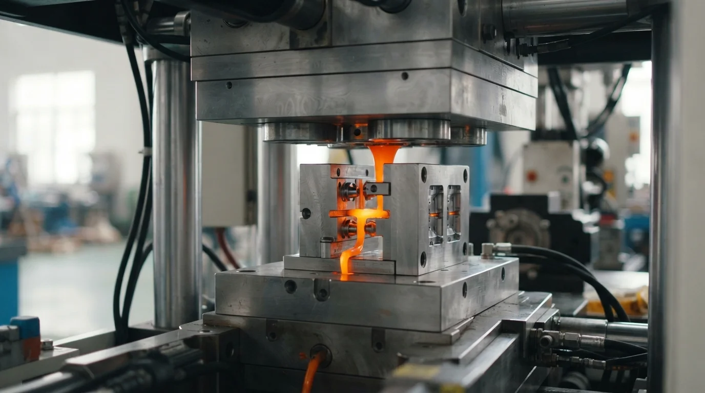 Injection molding press clamping