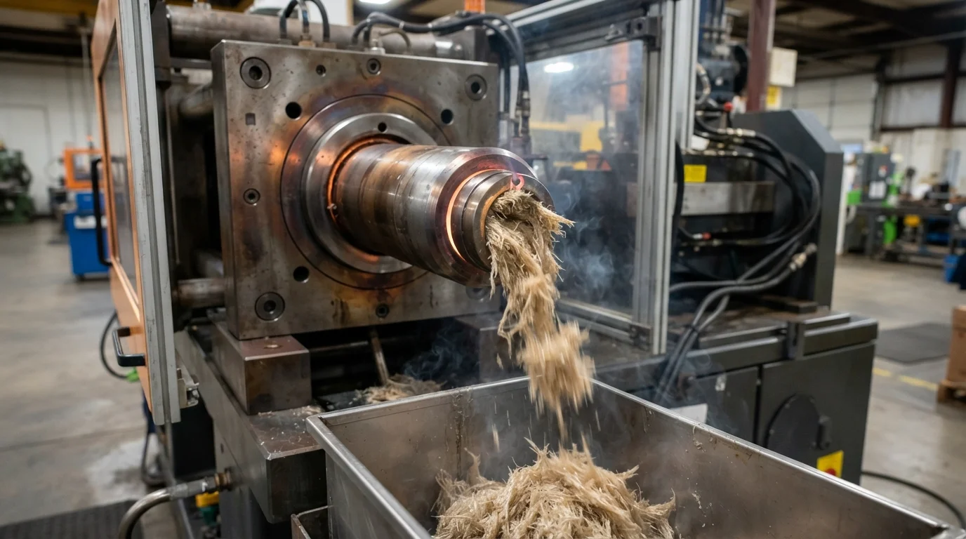 Injection press purging glass-filled nylon