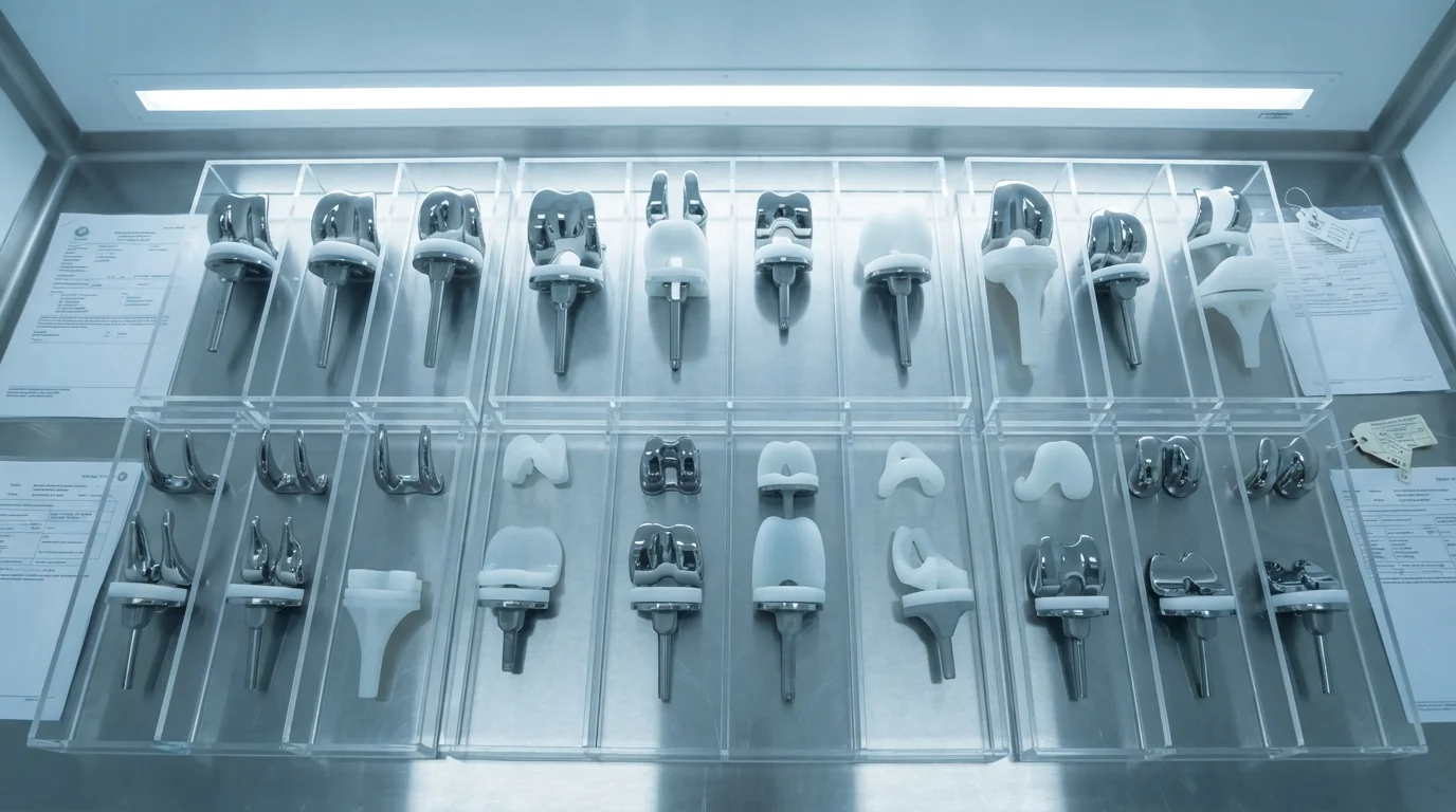 Knee joint trial implants arranged