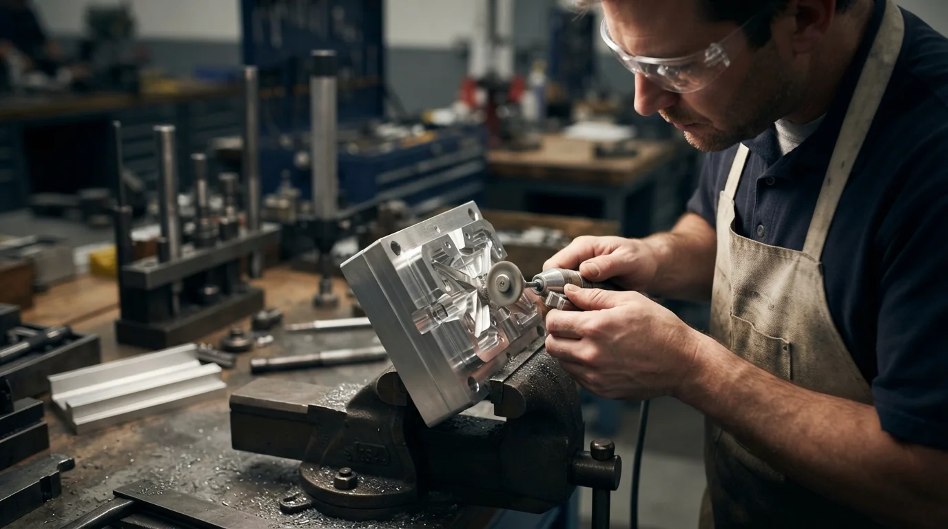 Machinist polishing rapid bridge mold