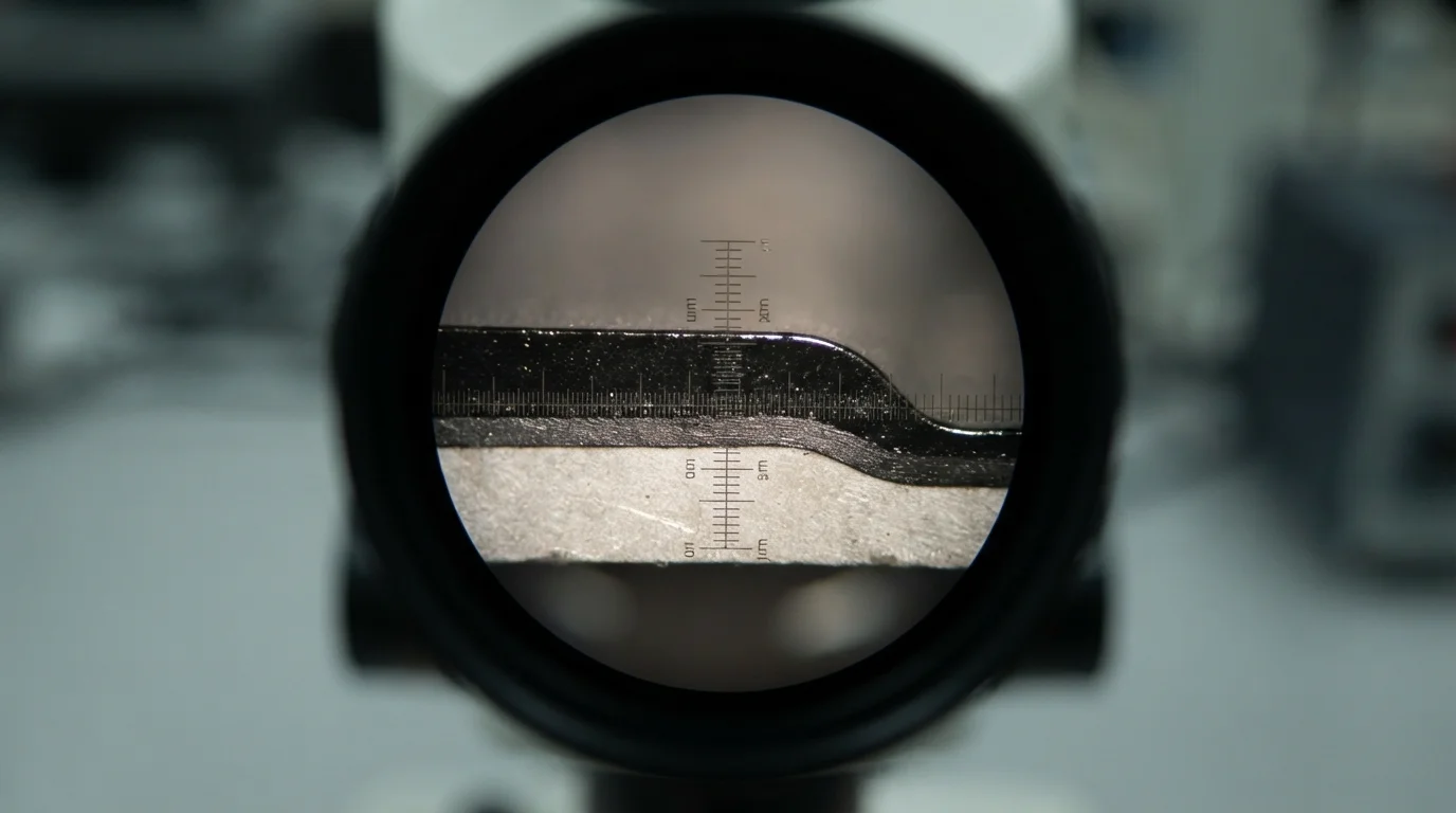 Microscope examining coating adhesion
