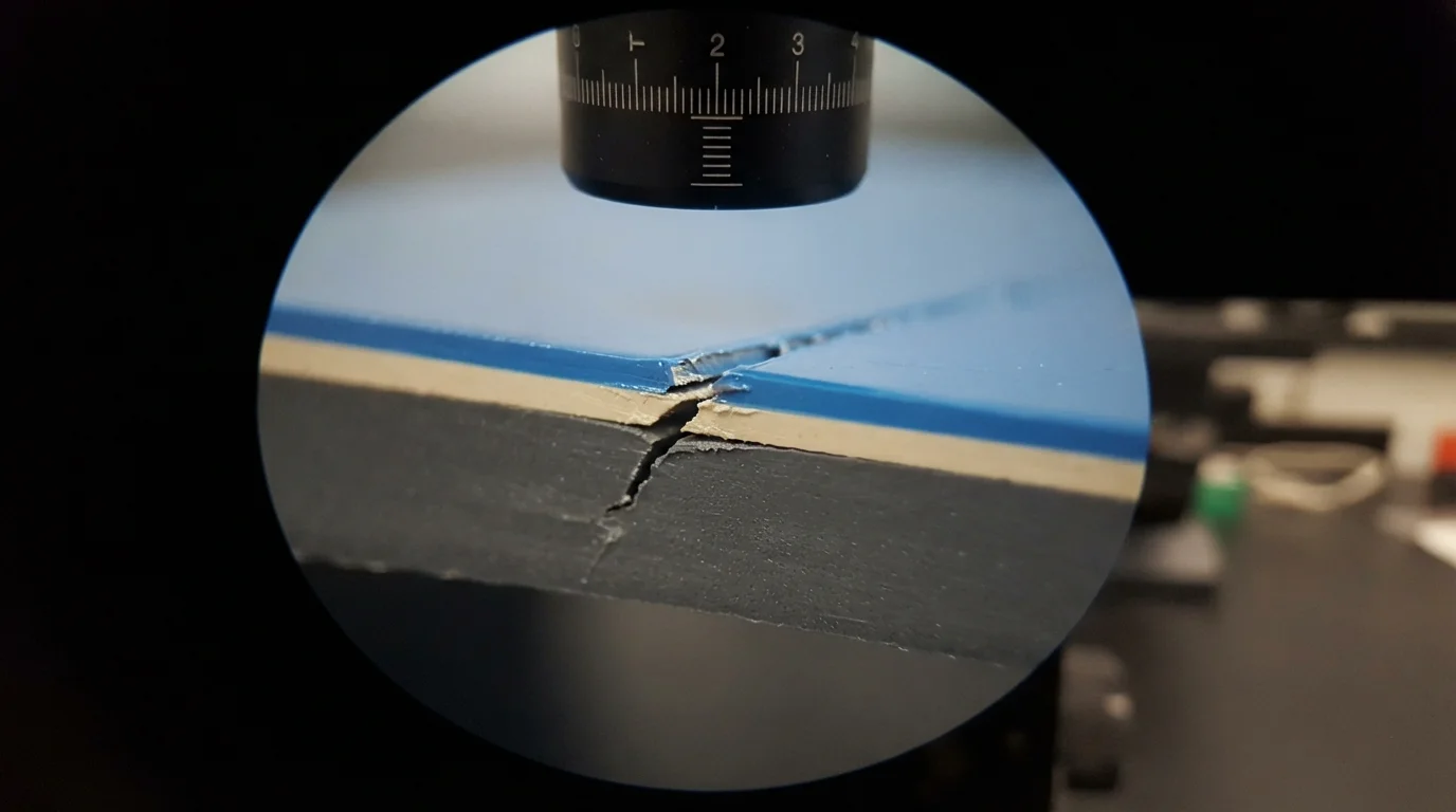 Microscope examining paint adhesion layers