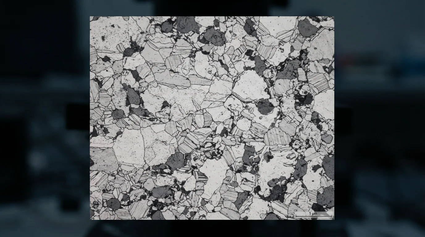Microscope examining titanium alloy sample