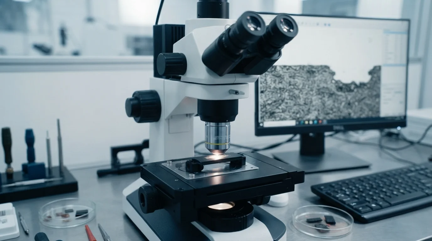 Microscope inspecting carbonized foaming depth